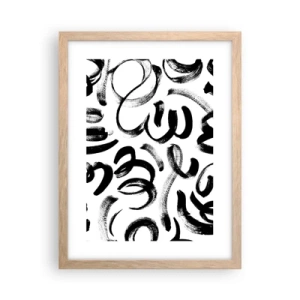 Poster în ramă de stejar deschis - Negru pe alb - 30x40 cm