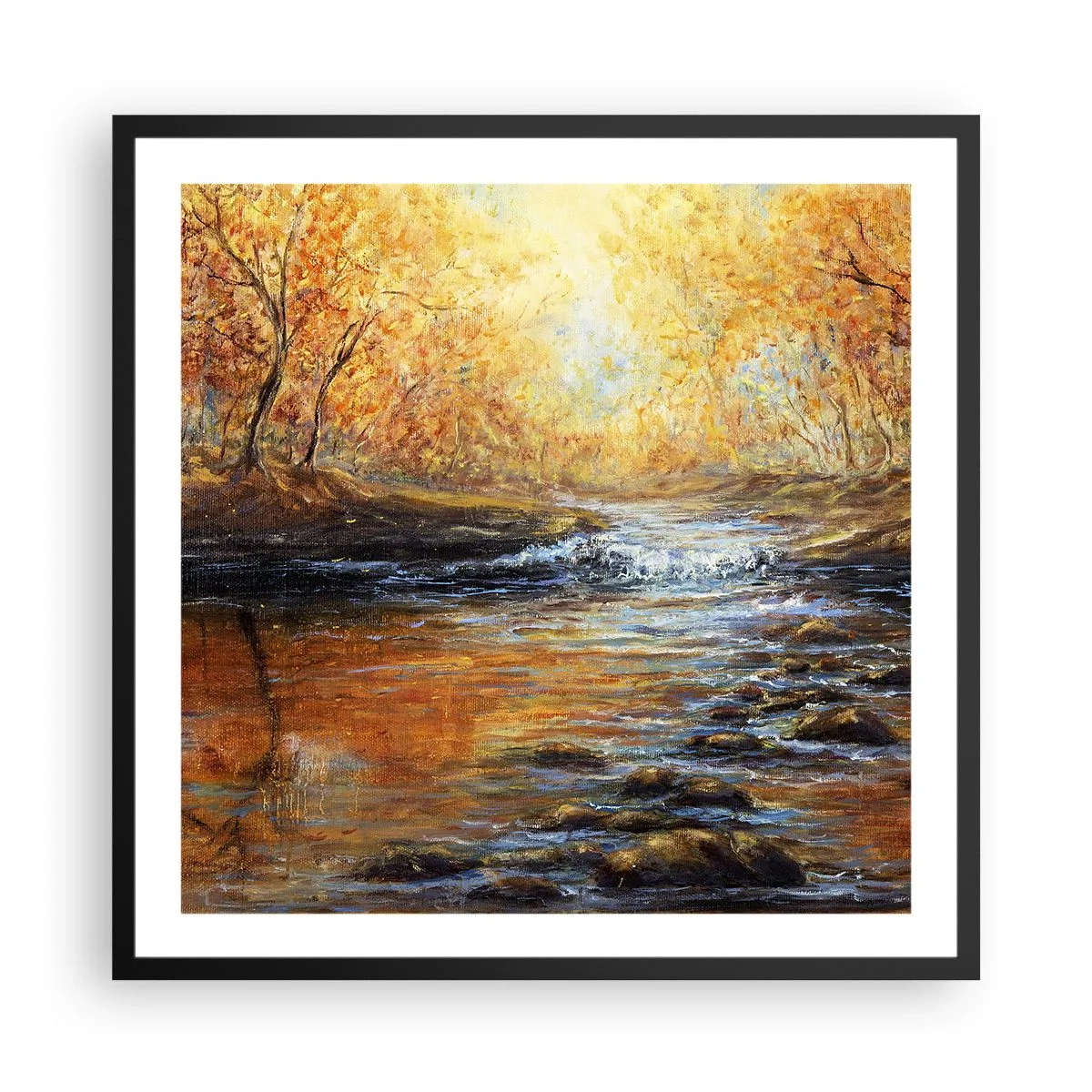 Poster în ramă neagră - Pârâul de aur - 60x60 cm