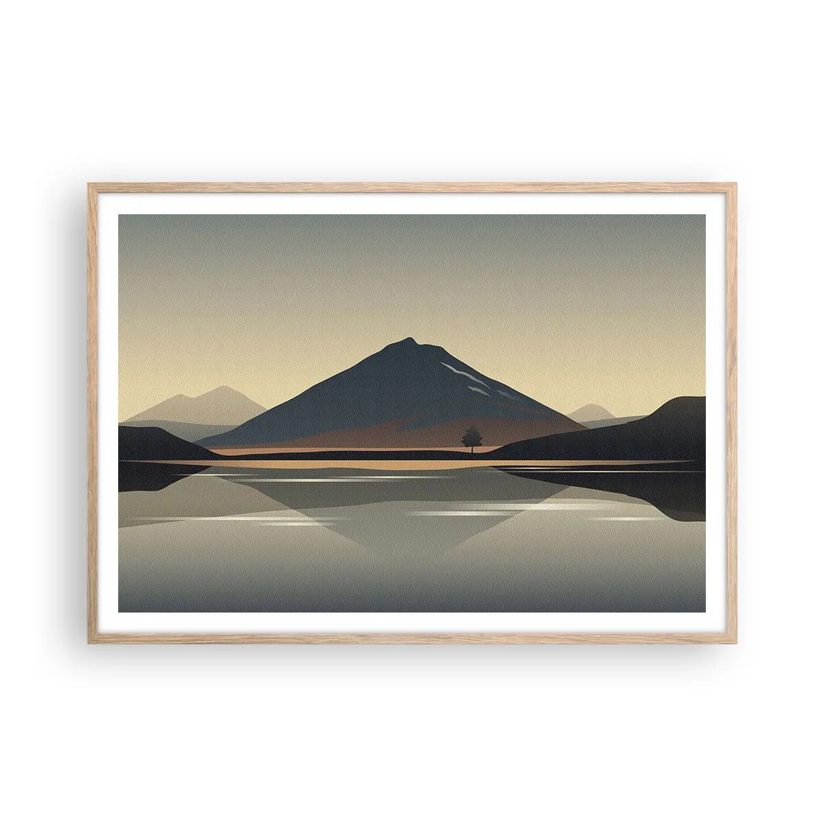 Poster în ramă de stejar deschis - În oglindă - 100x70 cm