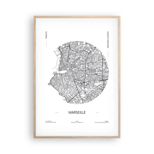 Poster în ramă de stejar deschis - Anatomia Marsiliei - 70x100 cm