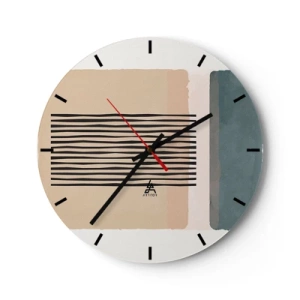 Ceas de perete - Ceas pe sticlă - Flori în stil englezesc în nuanțe de alb, roz și violet - 30x30cm - Totul este în regulă - Decorațiune modernă pentru perete pentru living, bucătărie și dormitor ARTTOR