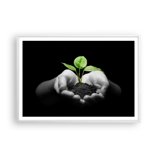 Poster în ramă albă - Iubesc natura, o protejez - 100x70 cm