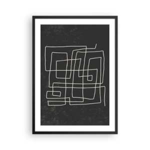 Poster în ramă neagră - Abstracție geometrică pe fundal negru - 50x70cm - Nu atât de simplu - Decorațiune modernă pentru perete pentru living și dormitor ARTTOR