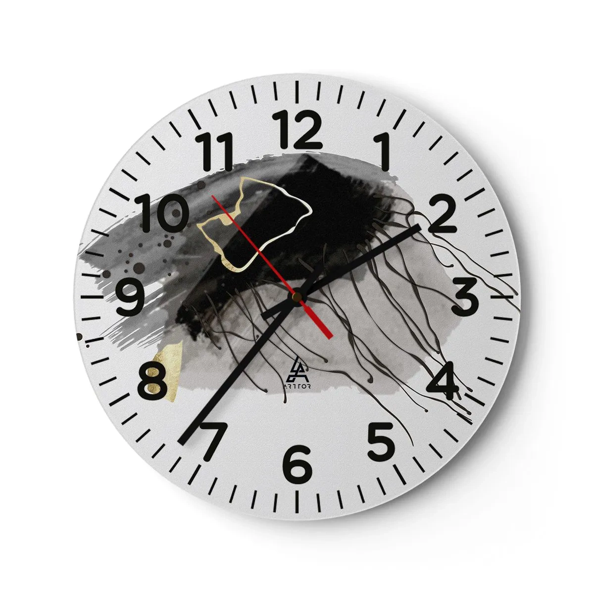 Ceas de perete - Ceas pe sticlă - Negru și aur - 40x40 cm