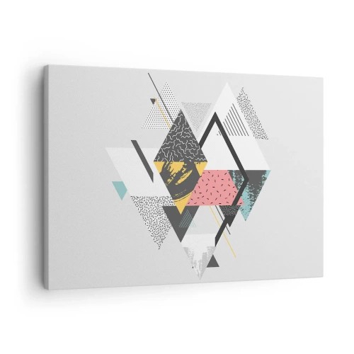 Tablou pe pânză Canvas - Modele geometrice pe un fundal deschis - 70x50cm - Variația triunghiului și a rombului - Decorațiune modernă pentru perete pentru living și dormitor ARTTOR