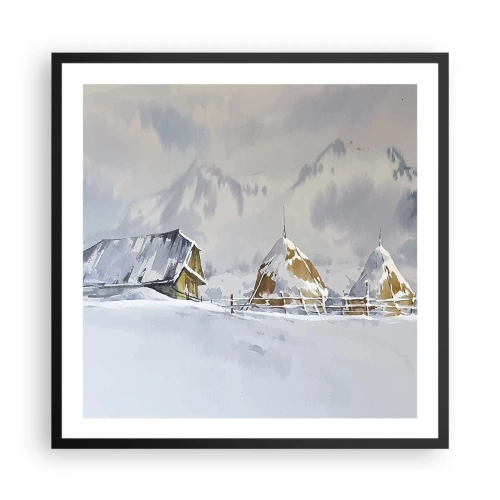 Poster în ramă neagră - Într-o vale înzăpezită - 60x60 cm