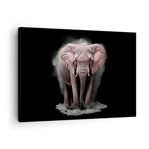 Tablou pe pânză Canvas - O abordare artistică a unui elefant roz pe fundal negru - 70x50cm - Să nu te gândești la elefantul roz! - Decorațiune modernă pentru perete pentru living și dormitor ARTTOR