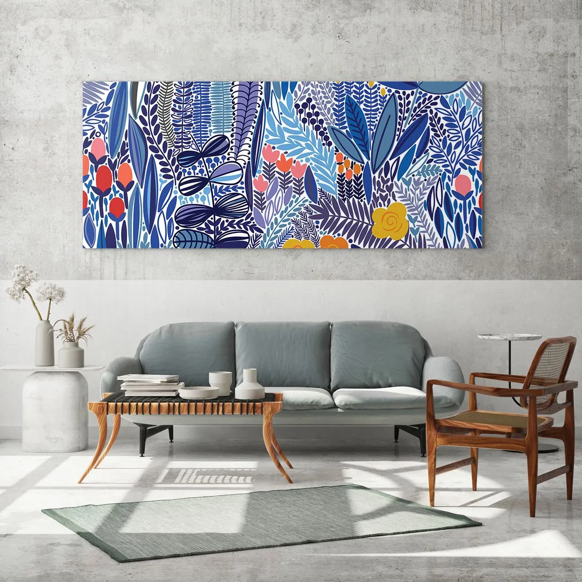 Tablou pe sticlă - Grădină havaiană - 90x30 cm