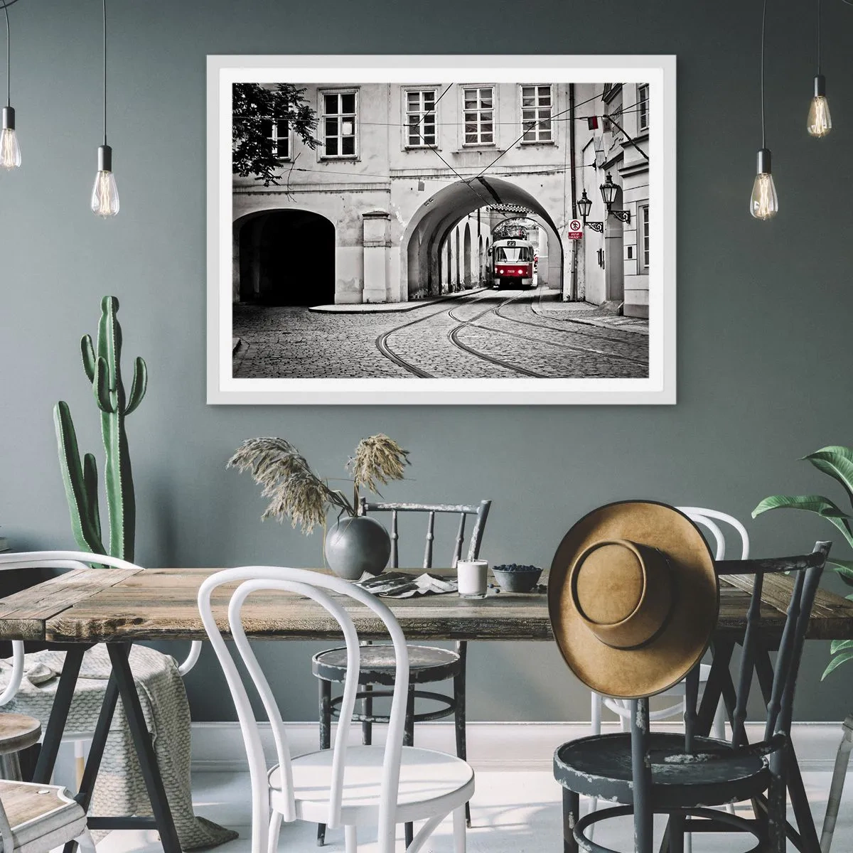 Poster în ramă albă - Printr-un labirint urban - 70x50 cm