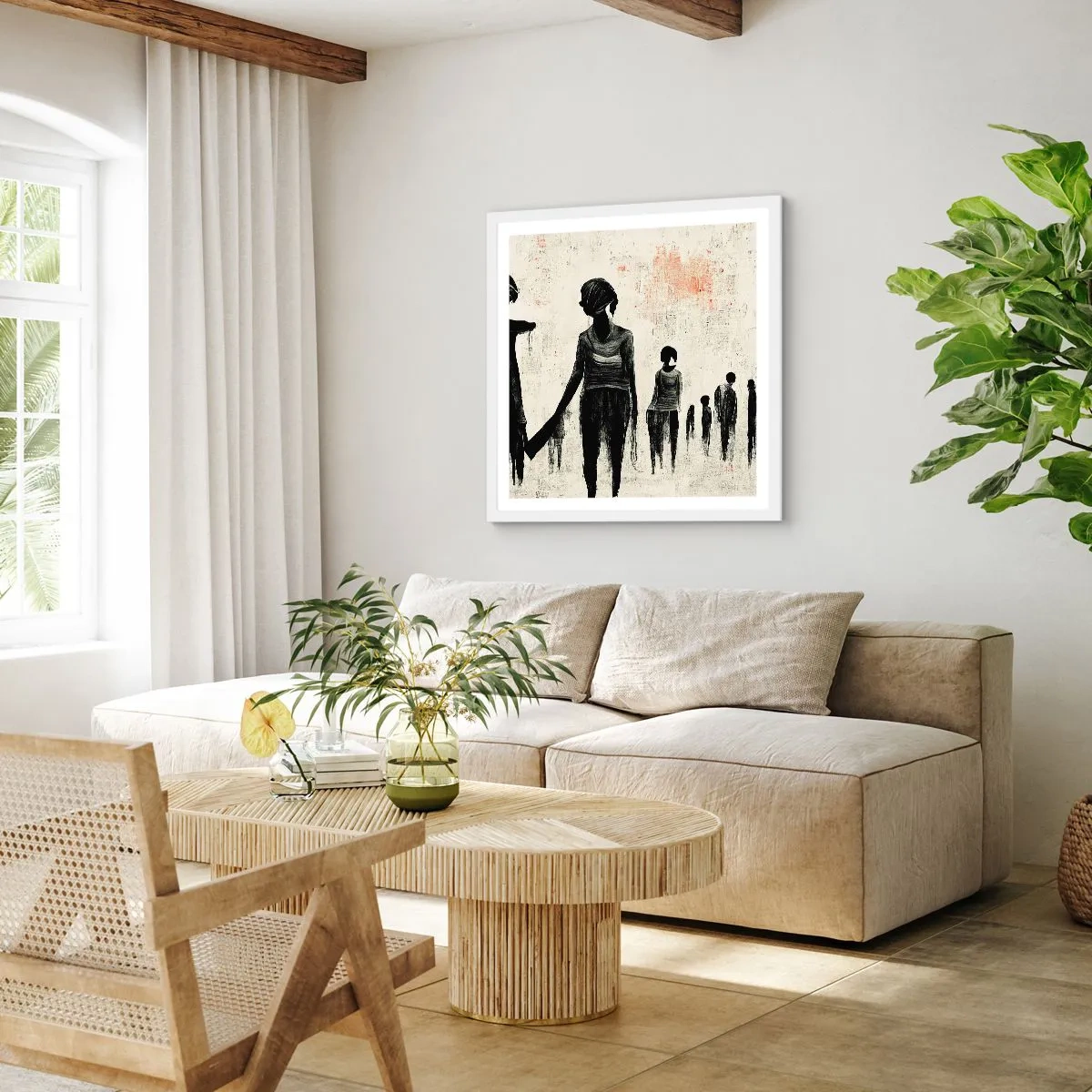 Poster în ramă albă - Împotriva singurătății - 40x40 cm