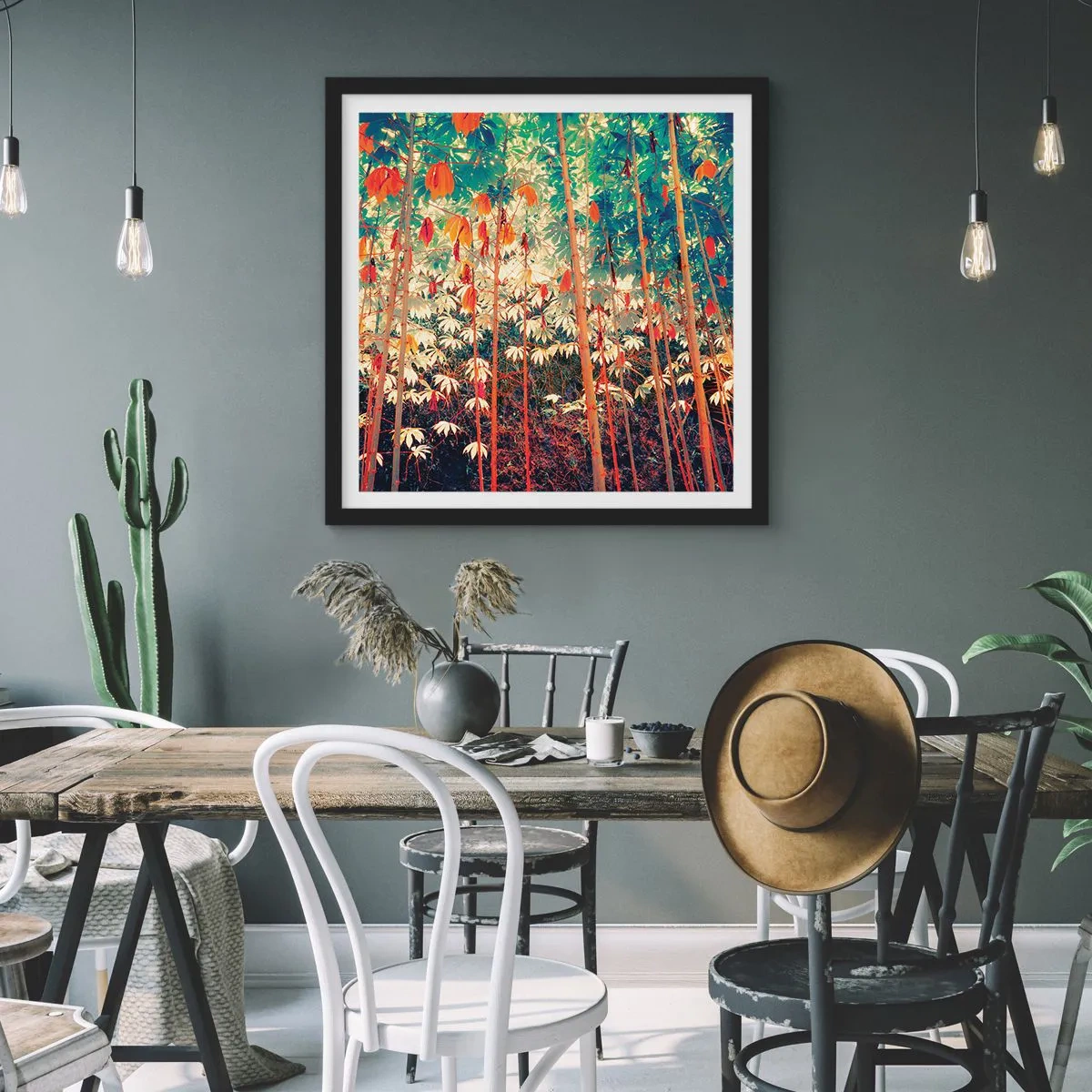 Poster în ramă neagră - Viața secretă a frunzelor - 60x60 cm