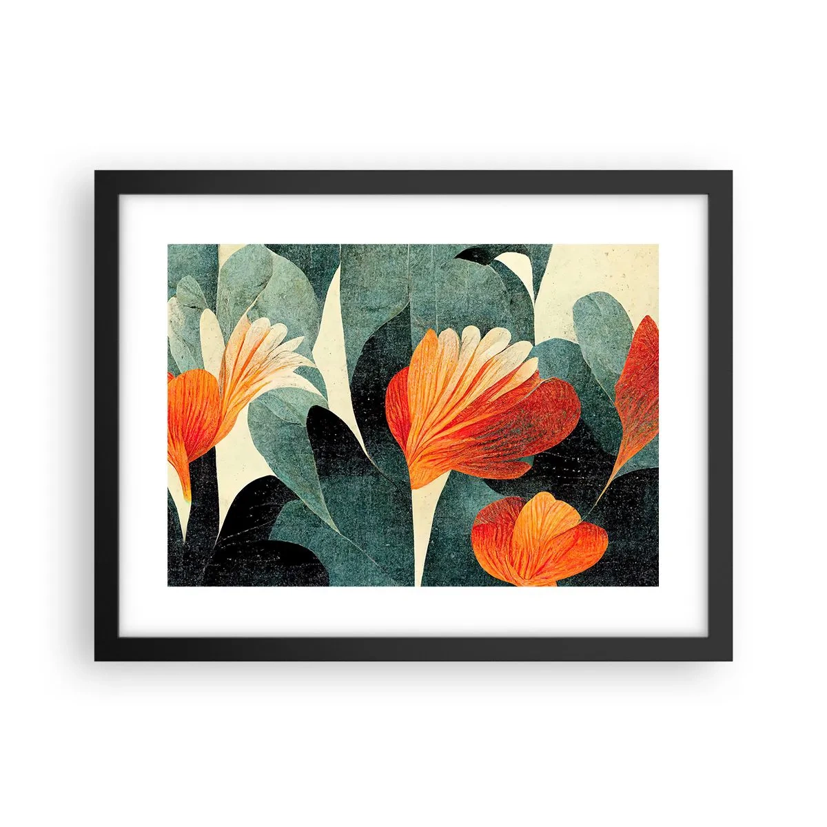 Poster în ramă neagră - Căldura de la tropice și răcoarea verdeței - 40x30 cm