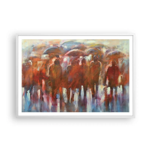 Poster în ramă albă - Egali în ploaie și ceață - 100x70 cm