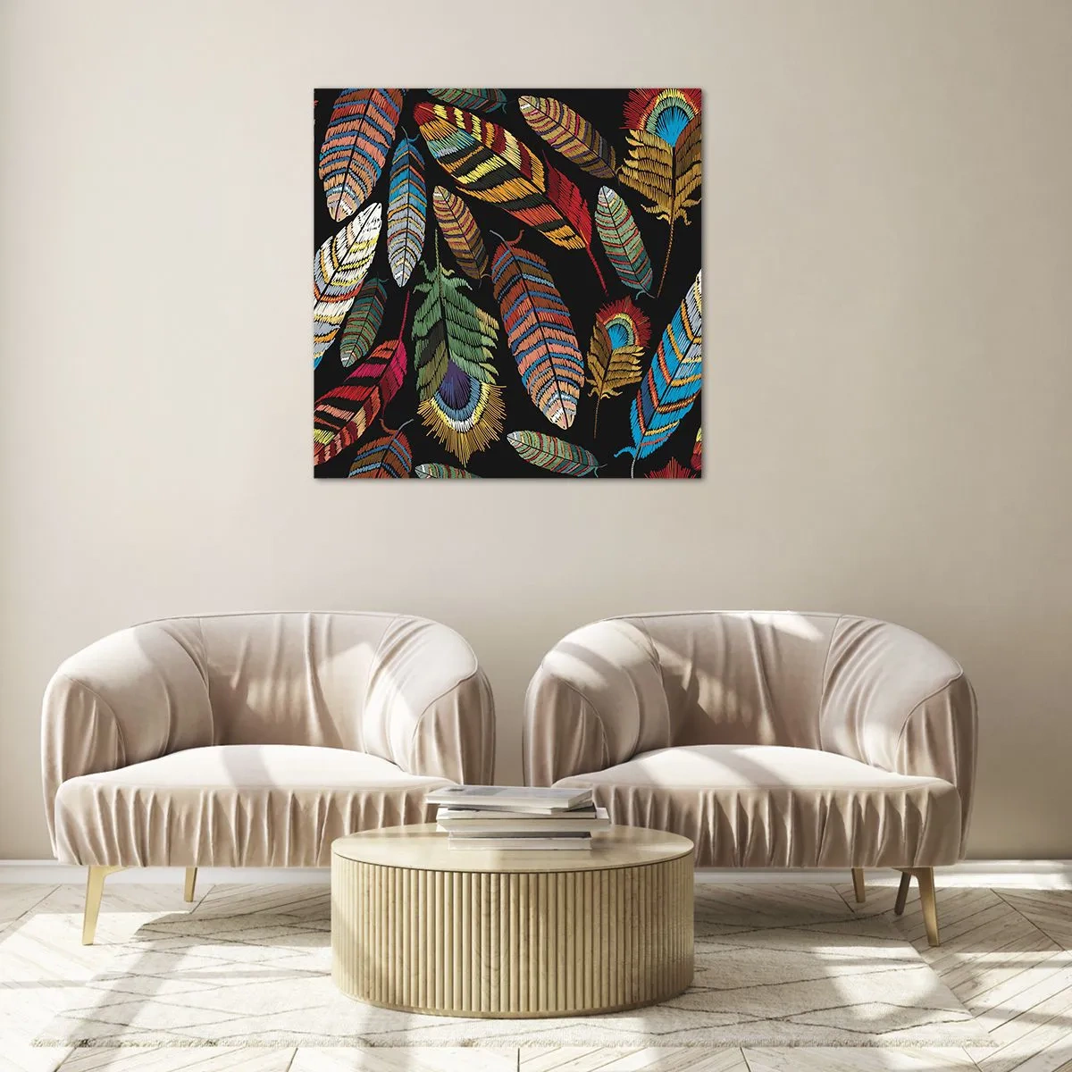 Tablou pe sticlă - Carnavalul păsărilor - 70x70 cm