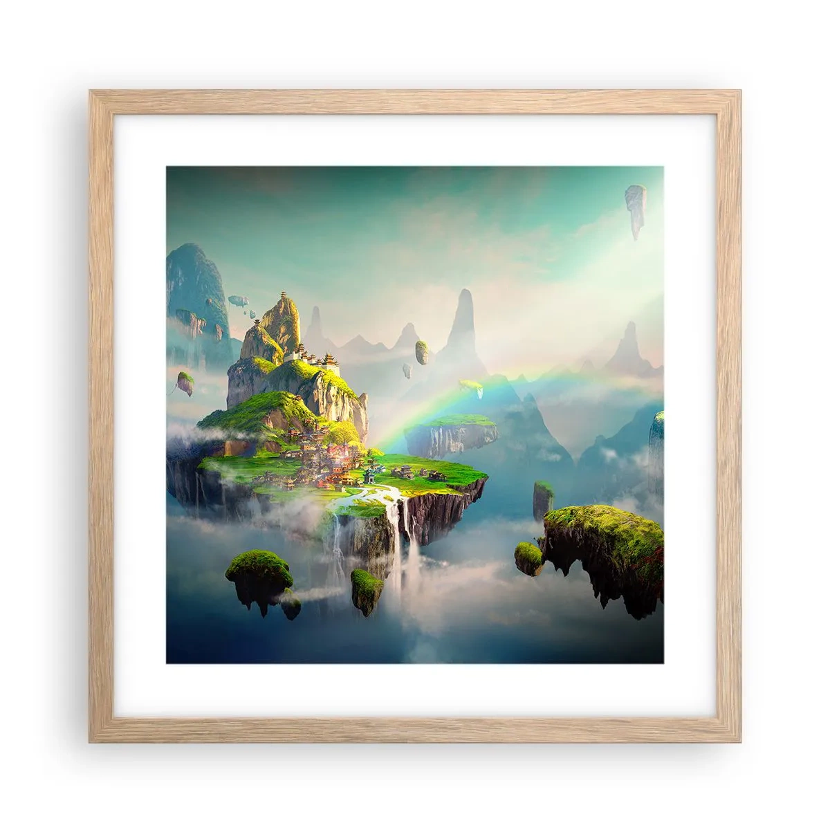 Poster în ramă de stejar deschis - Insule fericite - 40x40 cm