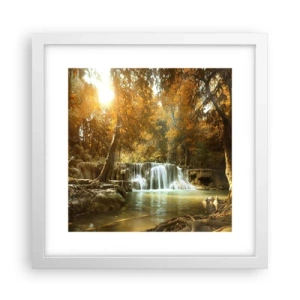 Poster în ramă albă - Cascadă în parc - 30x30 cm
