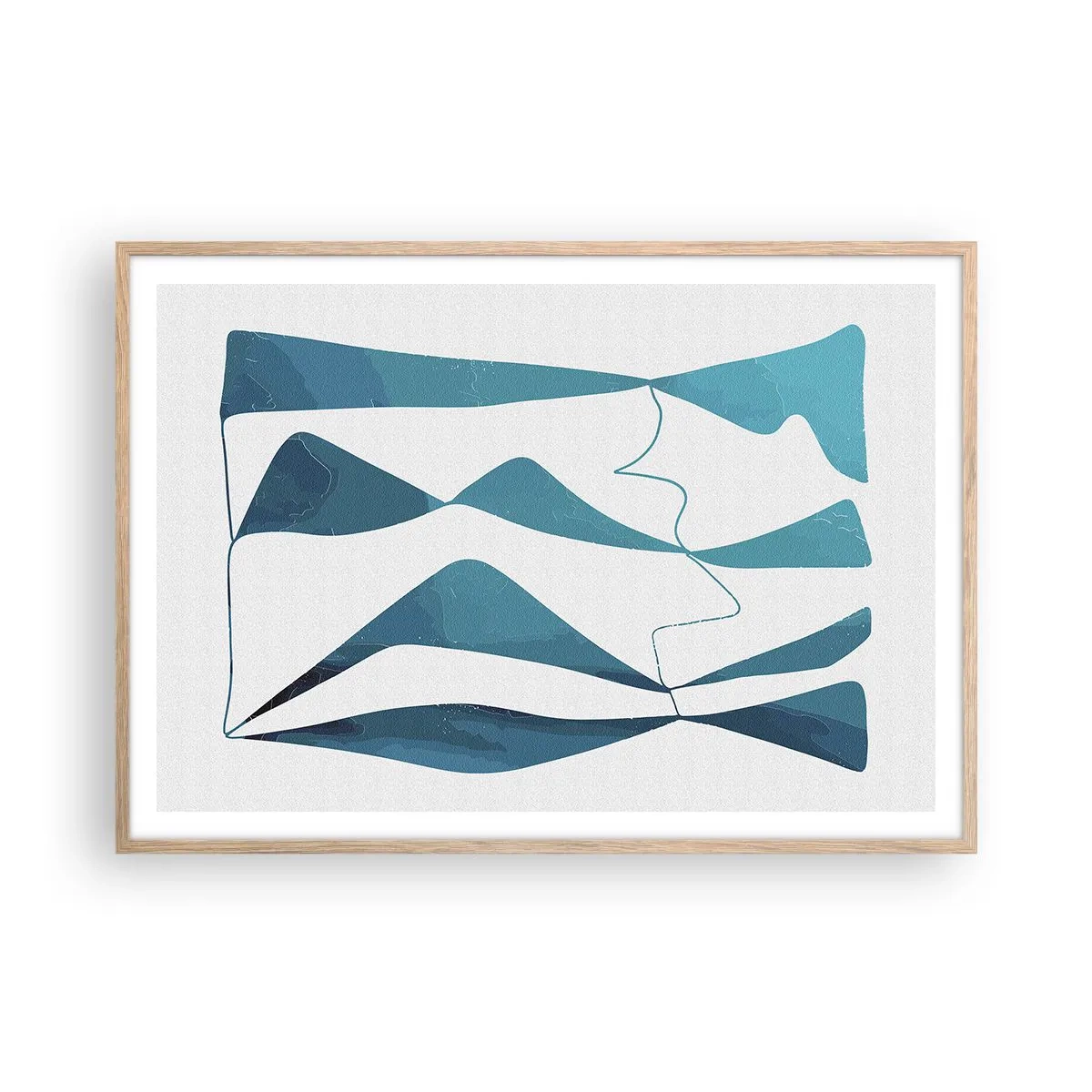 Poster în ramă de stejar deschis - Abstracție: relație turcoaz - 100x70 cm