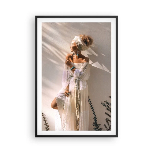 Poster în ramă neagră - Soarele și fata - 61x91 cm