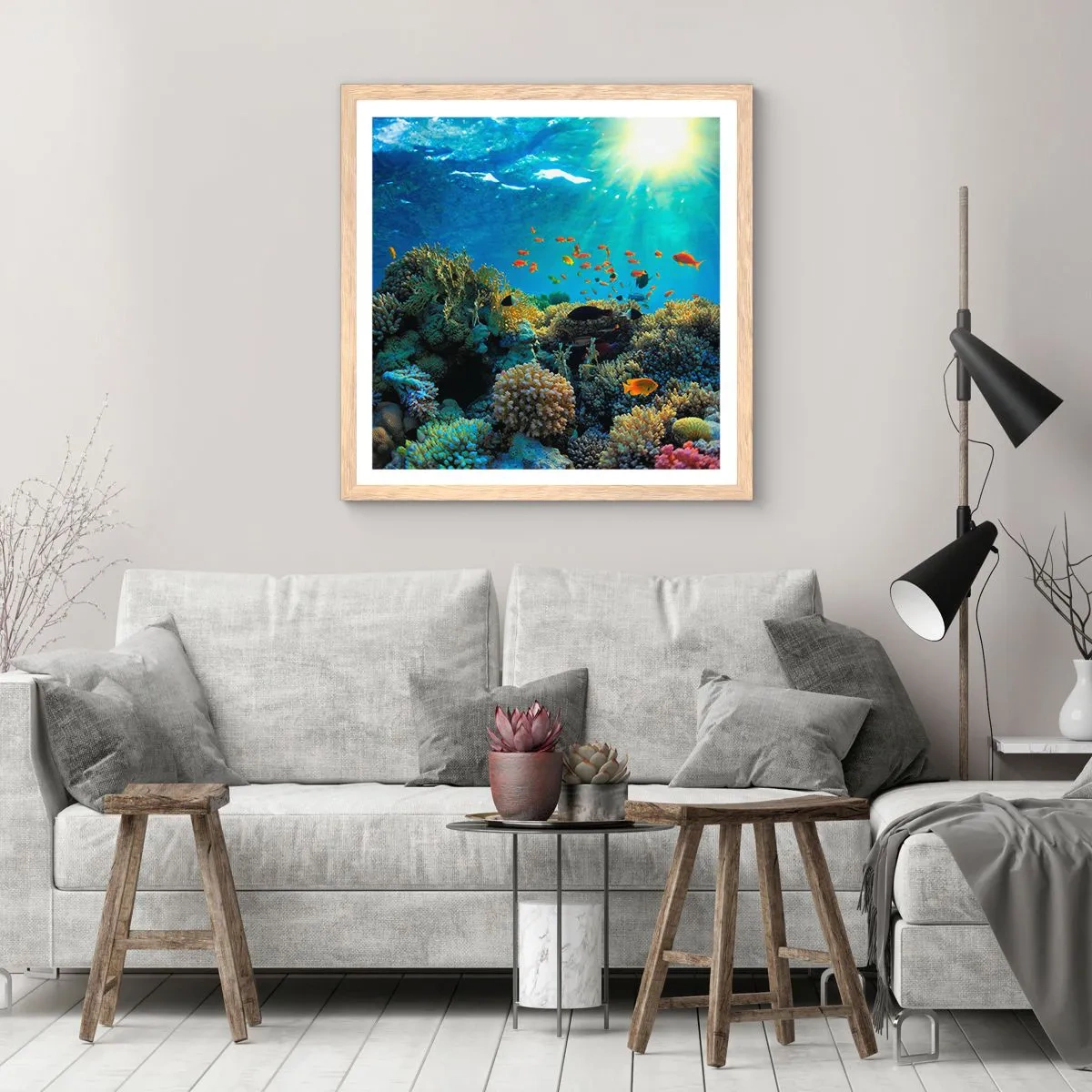 Poster în ramă de stejar deschis - Comori subacvatice - 40x40 cm