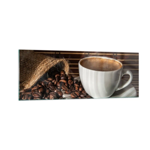 Tablou pe sticlă - Negru de cărbune, transparență de chihlimbar - 140x50 cm