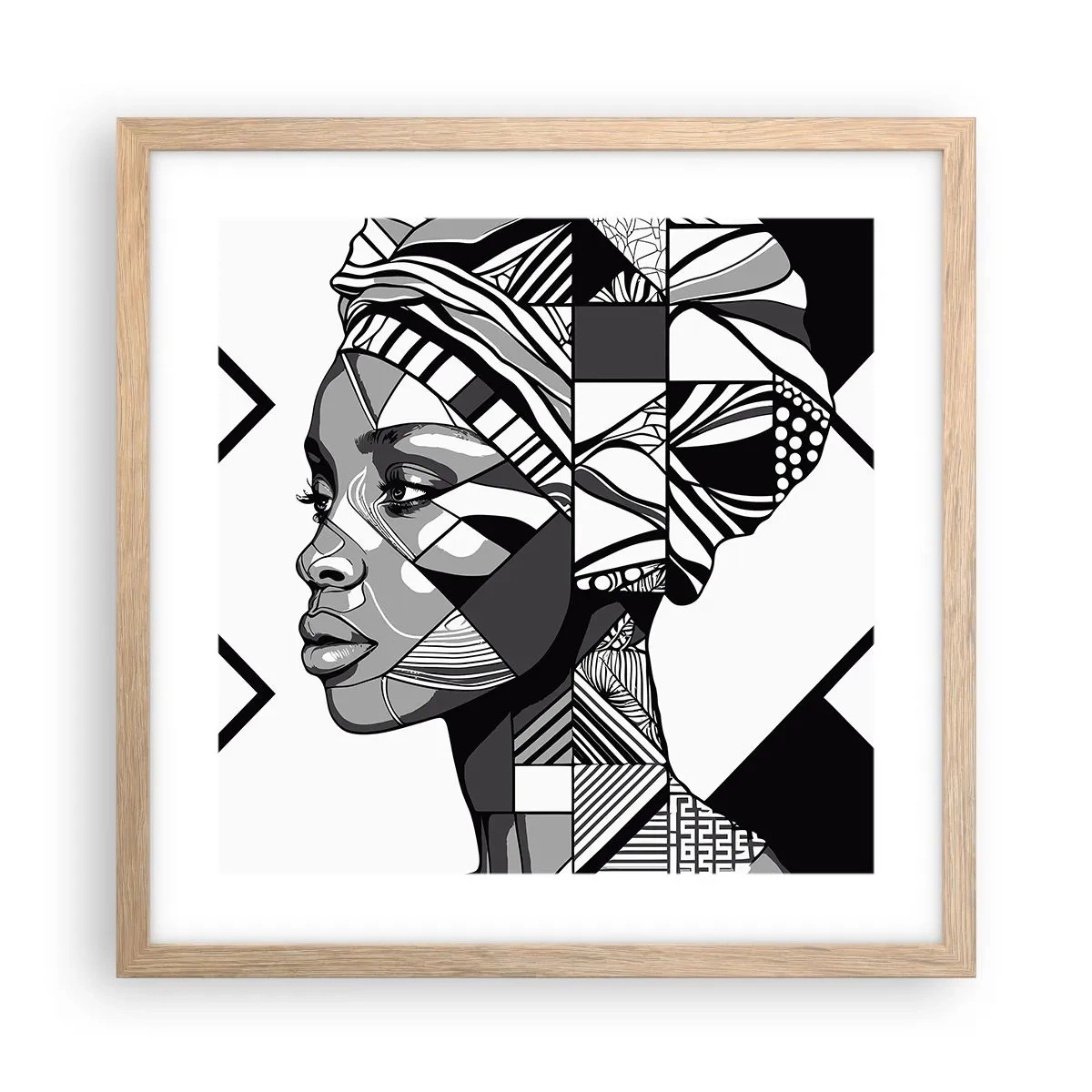 Poster în ramă de stejar deschis - Portret etnic - 40x40 cm