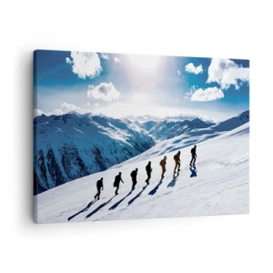 Tablou pe pânză Canvas - Un grup de alpiniști care urcă o pantă înzăpezită - 70x50cm - Echipa câștigătoare - Decorațiune modernă pentru perete pentru living și dormitor ARTTOR
