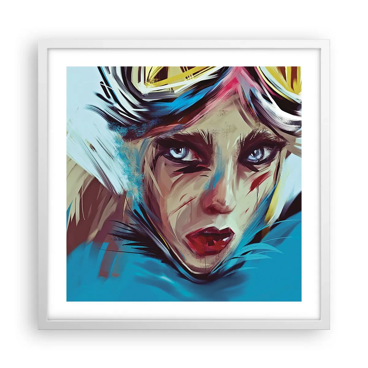 Poster în ramă albă - Războinica de drum - 50x50 cm