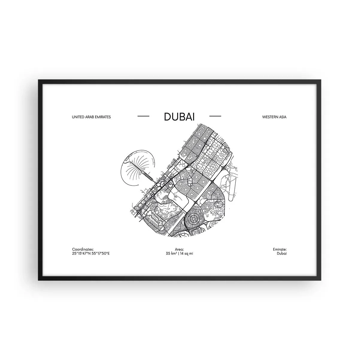Poster în ramă neagră - Anatomia Dubaiului - 100x70 cm