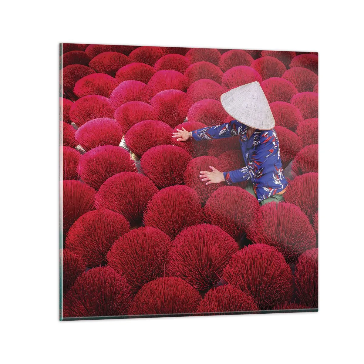 Tablou pe sticlă - Într-un câmp de orez - 30x30 cm
