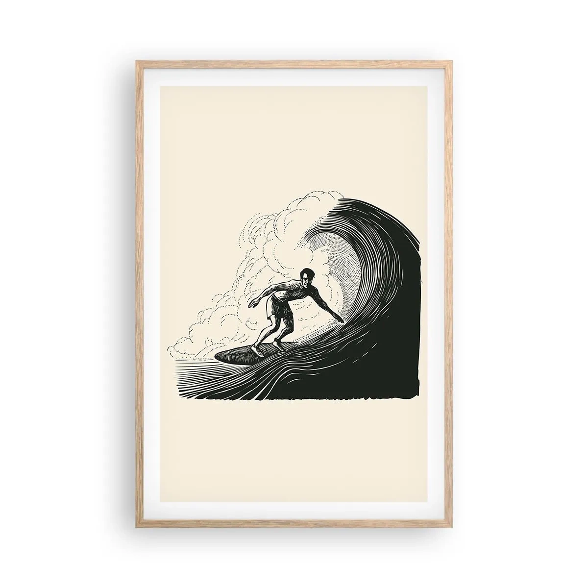 Poster în ramă de stejar deschis - Regele valului - 61x91 cm