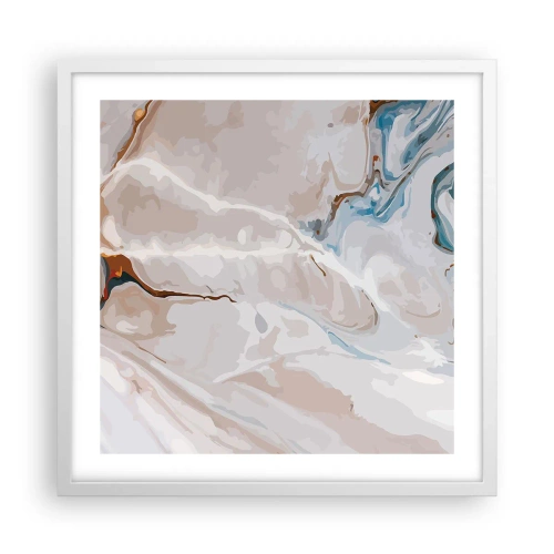 Poster în ramă albă - Meandre albastre sub alb - 50x50 cm