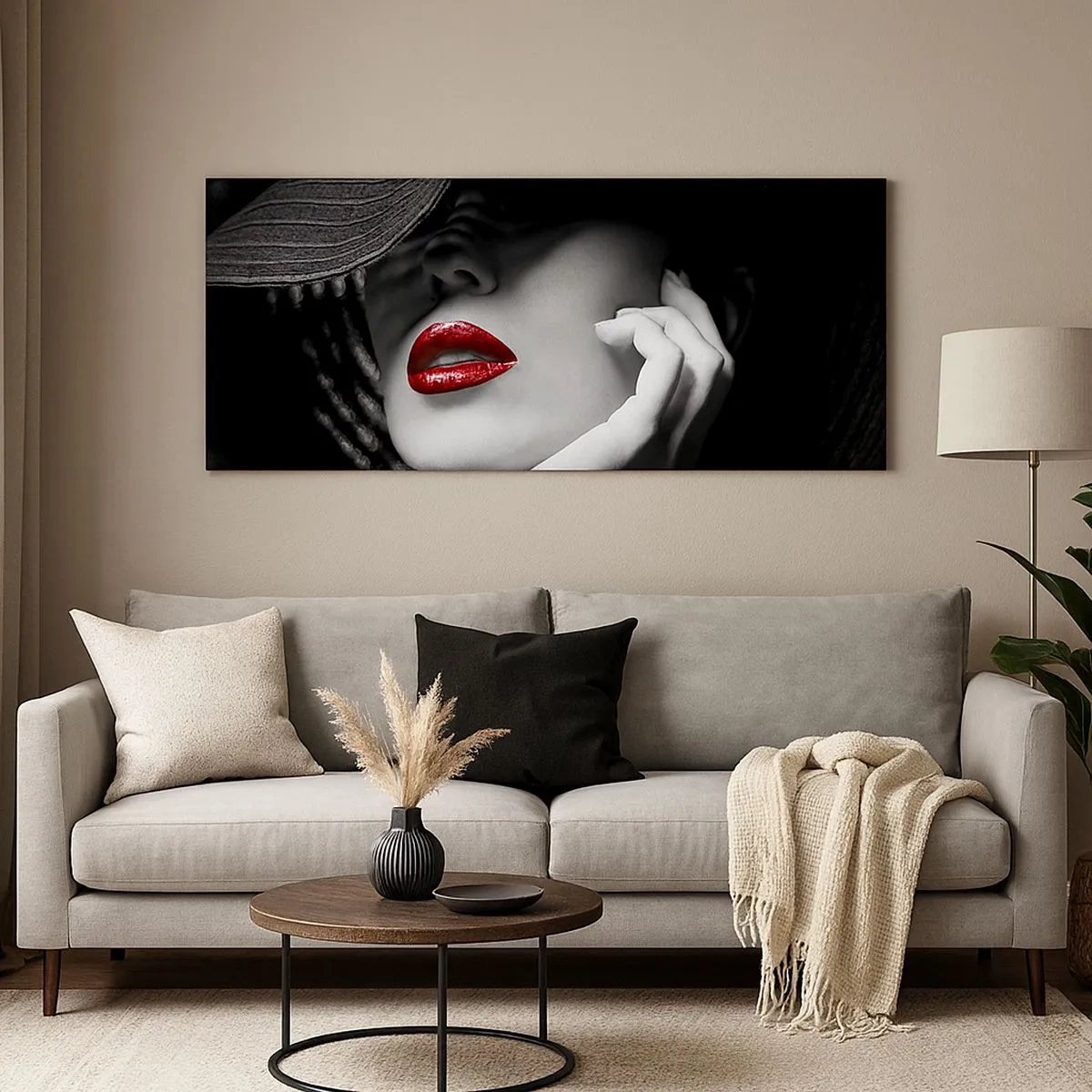 Tablou pe pânză - Studiu în stacojiu - 100x40 cm