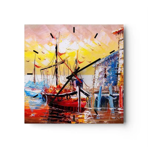 Ceas de perete - Ceas pe sticlă - Întoarcere fericită - 30x30 cm