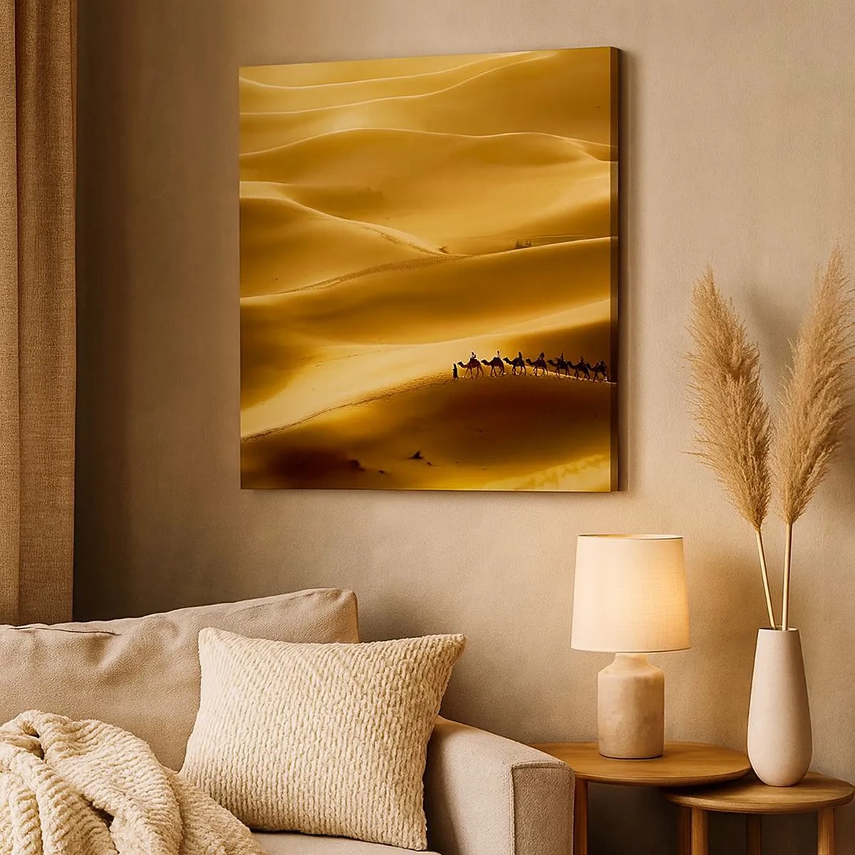 Tablou pe pânză - Caravana pe valurile deșertului - 30x30 cm