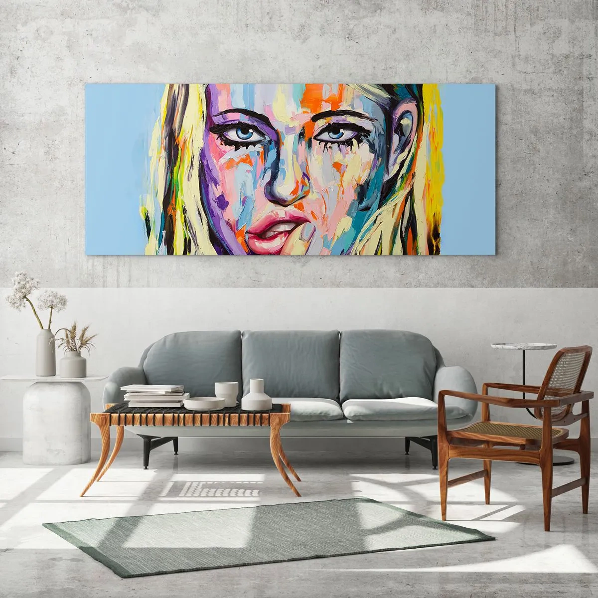 Tablou pe sticlă - Privește-o drept în ochi - 100x40 cm