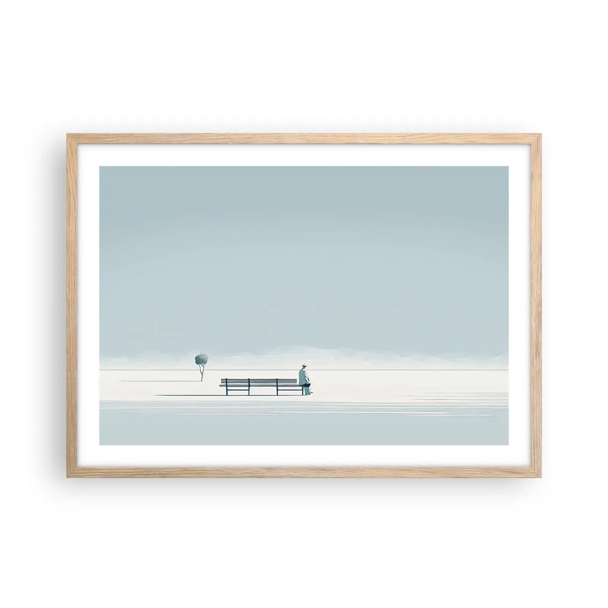 Poster în ramă de stejar deschis - Da, aștept. - 70x50 cm