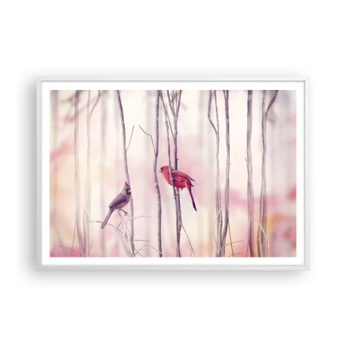 Poster în ramă albă - O poveste din Pădurea Roz - 100x70 cm