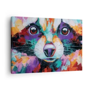 Tablou pe pânză Canvas - Un portret colorat al unui raton în stilul picturii expresive. - 70x50cm - Doar emoții bune - Decorațiune modernă pentru perete pentru living și dormitor ARTTOR