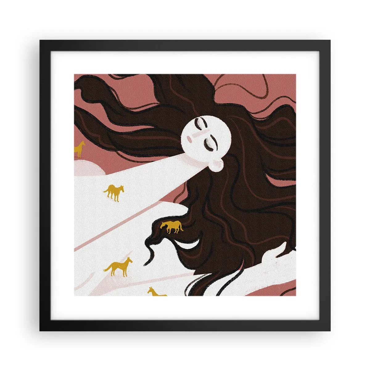 Poster în ramă neagră - Visul despre calul de aur - 40x40 cm