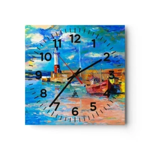 Ceas de perete - Ceas pe sticlă - După-amiază în golful de curcubeu - 40x40 cm