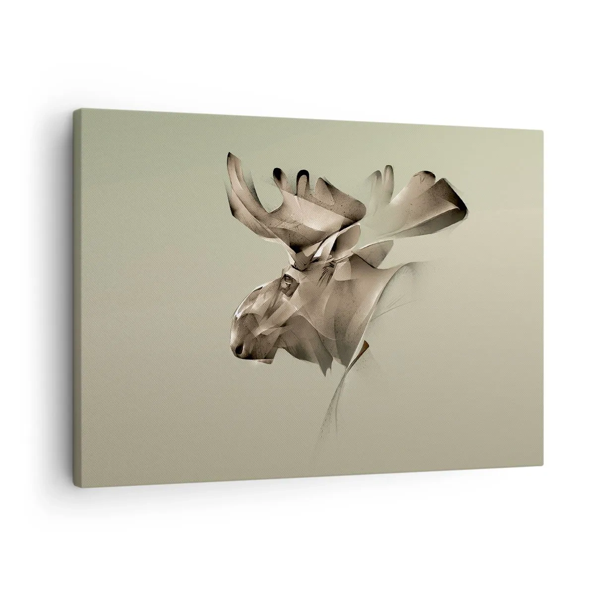 Tablou pe pânză Canvas - imagine abstractă a unui elan pe un fundal minimalist - 70x50cm - Puterea blândă a calmului - Decorațiune modernă pentru perete pentru living și dormitor ARTTOR