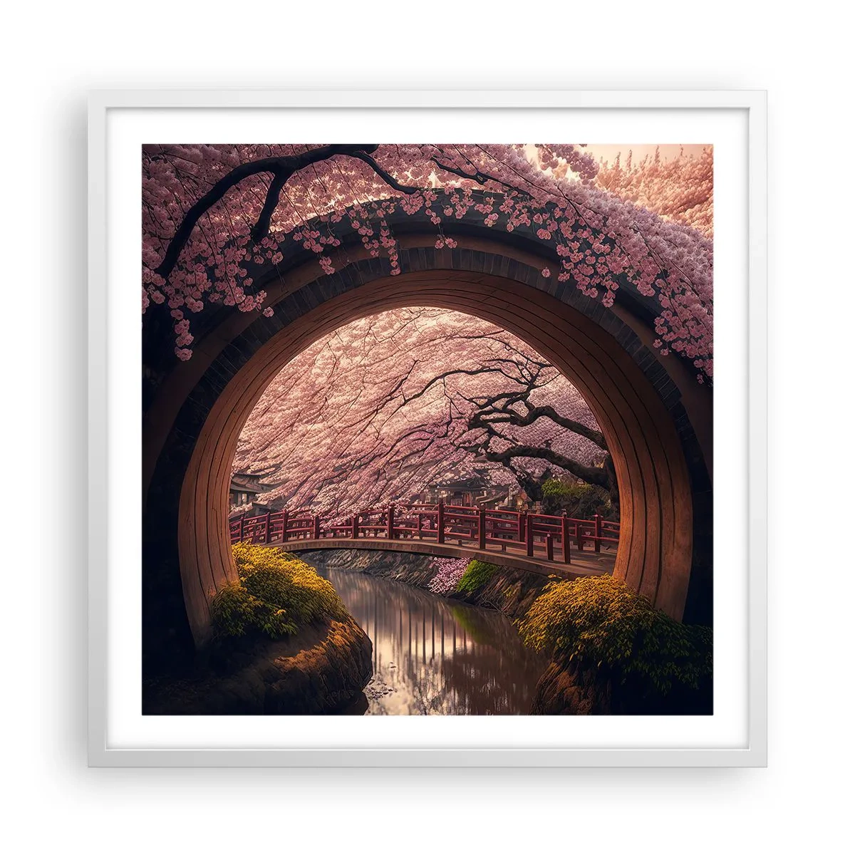 Poster în ramă albă - Primăvara japoneză - 60x60 cm