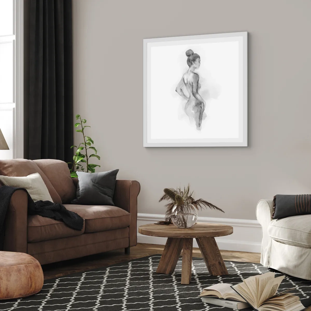 Poster în ramă albă - Frumoasă ca o pictură - 60x60 cm