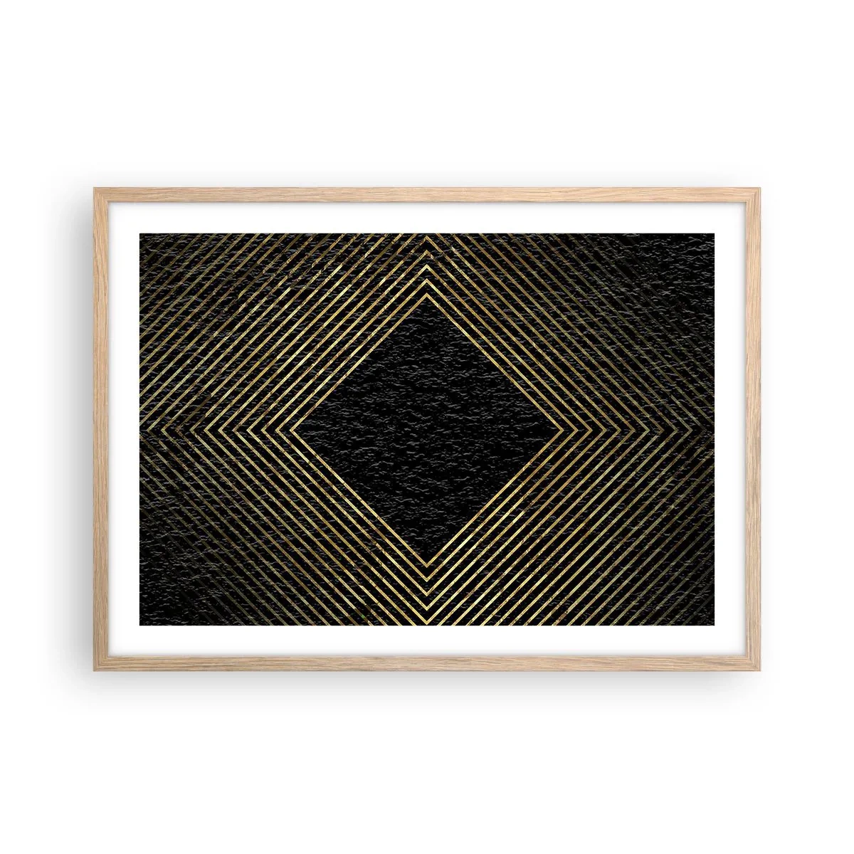 Poster în ramă de stejar deschis - Geometrie în stil glamour - 70x50 cm