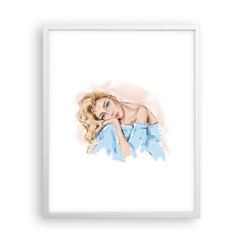 Poster în ramă albă - Scufundată în vis albastru - 40x50 cm