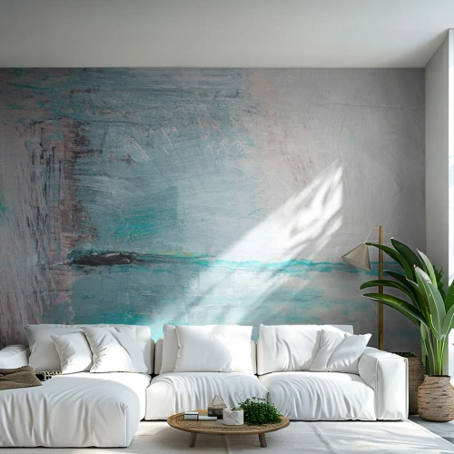 Tapet Premium Canvas - Orizontal în albastru - Abstracția, Bucată, Model modern - 350x256 cm