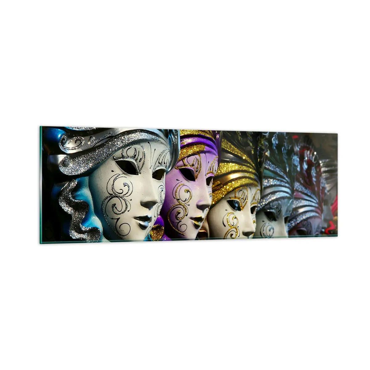 Tablou pe sticlă - Mister în aur și argint - 90x30 cm
