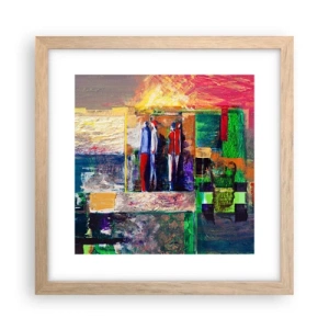 Poster în ramă de stejar deschis - Relații și emoții - 30x30 cm