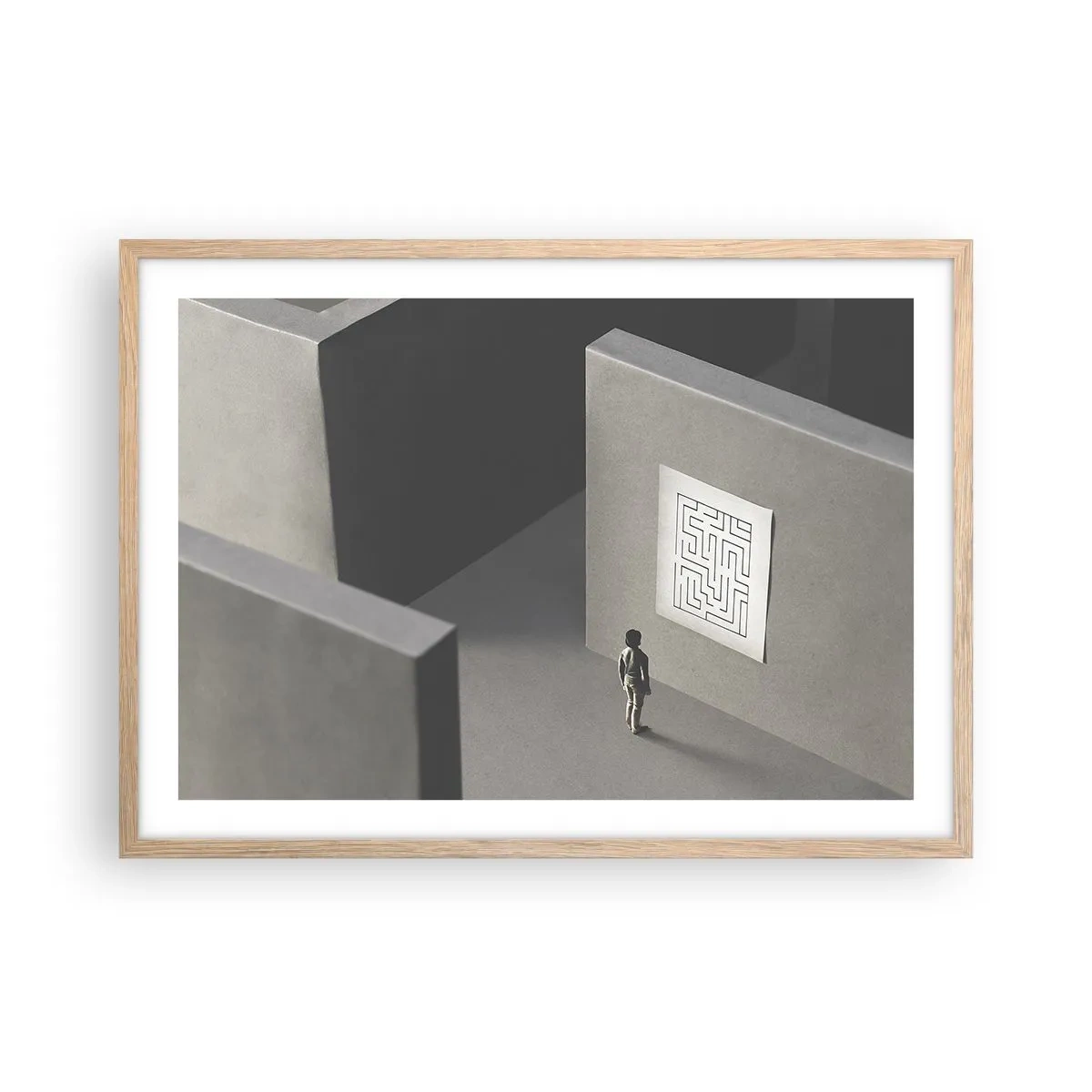 Poster în ramă de stejar deschis - Dar unde sunt? - 70x50 cm