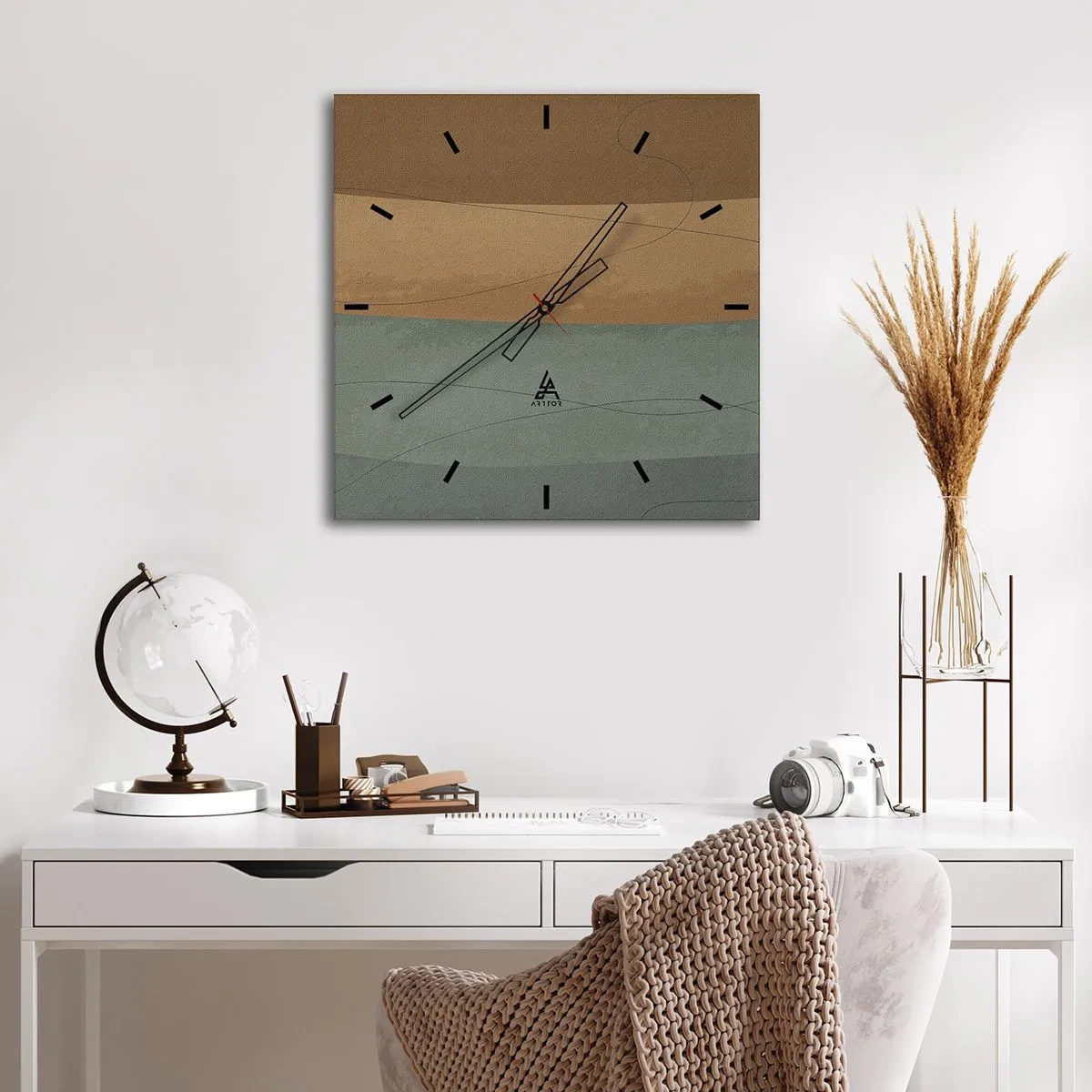 Ceas de perete - Ceas pe sticlă - Compoziție orizontală - 40x40 cm